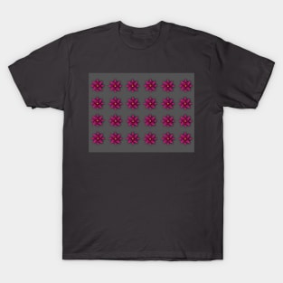 Purple cutout flowers on grey background T-Shirt